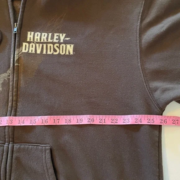Harley-Davidson Motorcycles Men’s XLL Dark Brown Zip-Up Draw string Hoodie 2009 - Picture 5 of 16